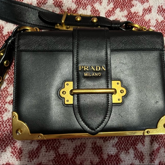 PRADA Cahier Large Black Leather Cross Body Bag - Picture 11 of 16